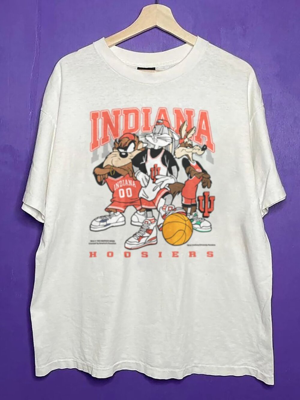 Vintage Indiana University Shirt, Indiana Hoosiers Looney Tunes Basketball Shirt